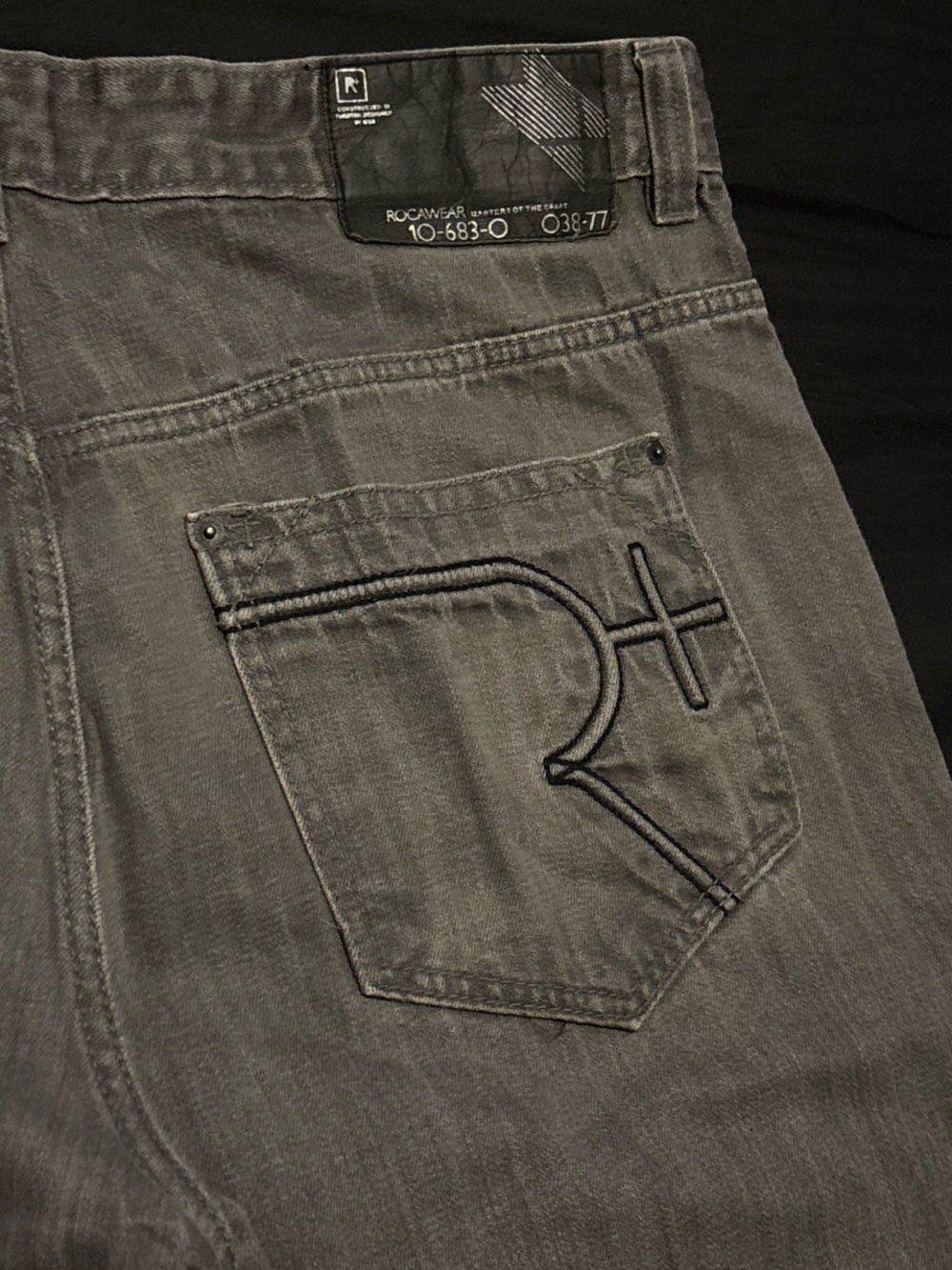 Vintage Rocawear Gray Baggy Jeans 40x32 Y2K Hip Hop Streetwear Embroidered